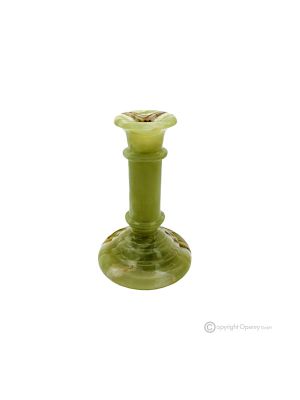 Bougeoir en marbre Onyx vert, fabriqué à la main en Italie, avec un design exclusif en pierre naturelle.