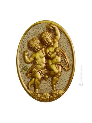 ANGES Décoration artistique à suspendre en céramique de style baroque Feuille d'or 24 carats Fabriqué en Italie