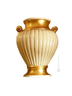 VASE RUBINO Céramique artistique avec détails en or 24 carats Fabriqué en Italie