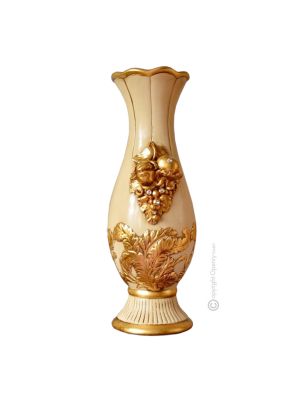 MAGNIFIQUE VASE en céramique artistique de style baroque avec détails en or 24 carats Fabriqué en Italie