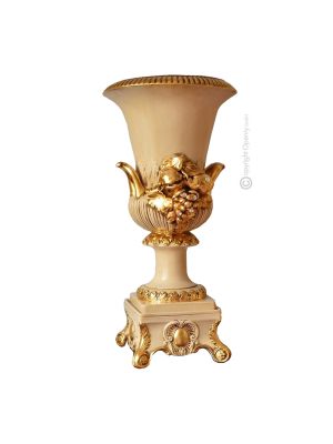 VASE EMPIRE Céramique artistique de style baroque avec détails en or 24 carats Fabriqué en Italie