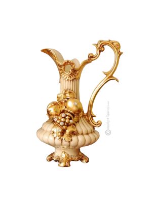 CRUCHE VASE Céramique artistique de style baroque avec détails en or 24 carats Fabriqué en Italie