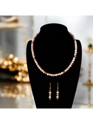 SWEET DREAM - Collier et boucles d'oreilles avec perles coquillage et hématite dorée, fait main.