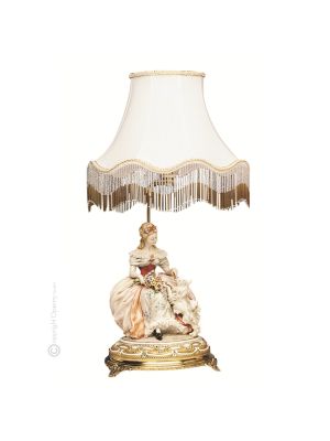 DAME AU CHIEN - LAMPE Lampe de table en porcelaine de Capodimonte Made in Italy