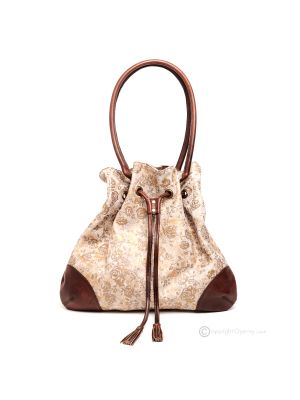 LUCREZIA PREZIOSA Shopper sac à bandoulière pour femme fabriqué à la main en cuir véritable daim imprimé à la main avec des roses en relief brossées à l'or