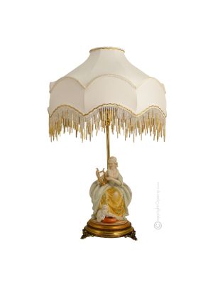 DAME AVEC LYRE - LAMPE Lampe de table en porcelaine de Capodimonte Made in Italy