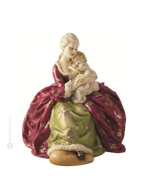 DAME AVEC ENFANT Statuette figurine en porcelaine de Capodimonte faite à la main en Italie