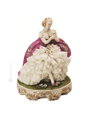 IL M'AIME IL NE M'AIME PAS Statuette figurine en porcelaine Capodimonte faite à la main en Italie