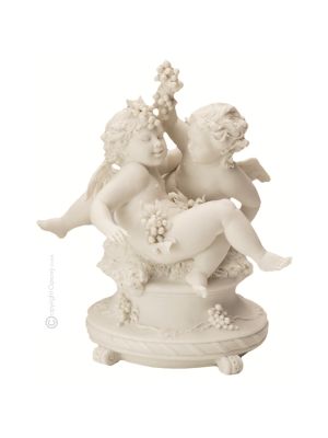 CHERUBONS AUX RAISINS Statuette figurine en porcelaine de Capodimonte faite à la main en Italie