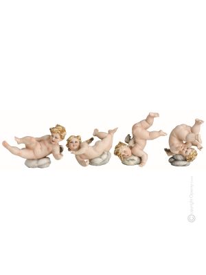 4 CHERUBS Statuette figurine en porcelaine de Capodimonte faite à la main en Italie