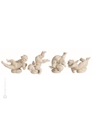 4 CHERUBS Statuette figurine en porcelaine de Capodimonte faite à la main en Italie