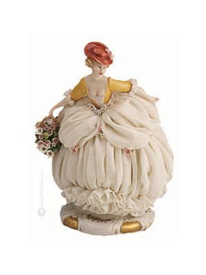 DAME AVEC DENTELLE Statuette figurine en porcelaine de Capodimonte faite à la main en Italie