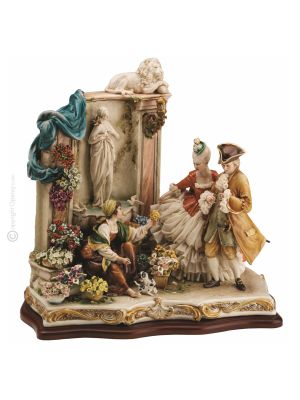 FLEURS POUR MA DAME Statuette figurine en porcelaine Capodimonte faite à la main en Italie