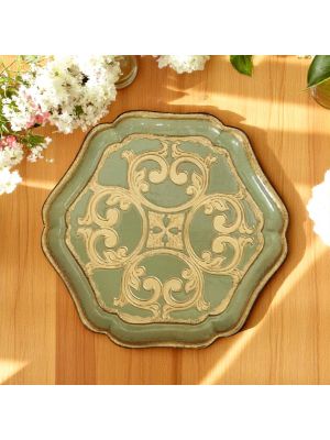 Plateau en bois décoré à la main avec des feuilles d'or 24 carats au cœur de Florence.