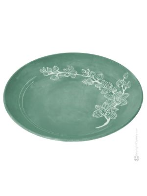 Centre de table ORCHIDEA Assiette en céramique artistique piémontaise réalisée et décorée à la main authentique Made in Italy 