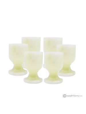 Lot de 6 verres en marbre onyx vert, pierre naturelle non traitée uniquement pour l'eau, fait main.