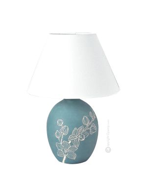 ORCHIDEA Lampe de table artistique piémontaise en céramique, authentique faite à la main et décorée Made in Italy 