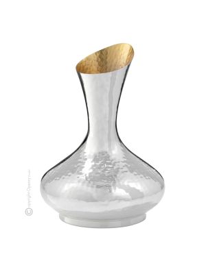 CARAFE Carafe Vin Eau Placage Spécial Argent Or Martelé À La Main Fabriqué en Italie