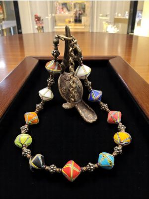 Collier avec perles à double cône en verre de Murano authentique, fait main