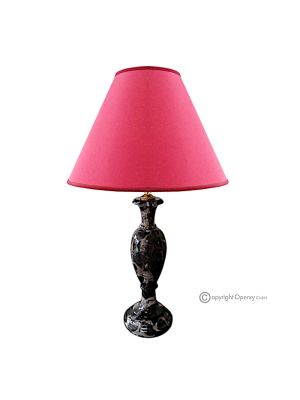 LAMPE en marbre fin noir Portoro, abat-jour en pierre naturelle authentique, fait main.