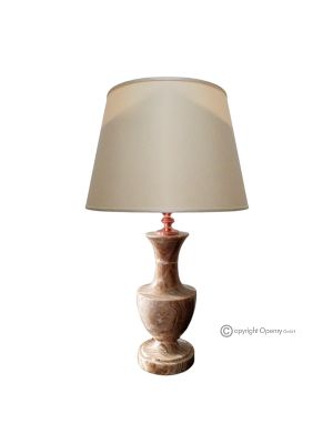 LAMPE en marbre Onyx Ivoire, abat-jour en pierre naturelle authentique, au design classique et élégant.