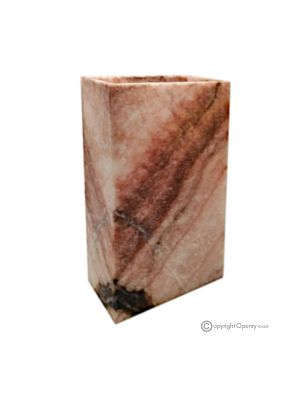 LAMPE en marbre fin onyx rose, abat-jour en pierre naturelle authentique, fait main.