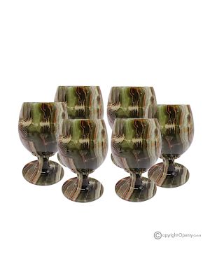 Lot de 6 verres en marbre onyx vert, pierre naturelle non traitée uniquement pour l'eau, qualité supérieure.
