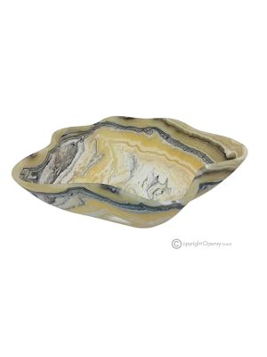 TABLE MAÎTRESSE en onyx zèbre, véritable pierre naturelle, une pièce de luxe sophistiquée.