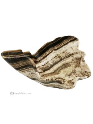 CENTRE DE TABLE en pierre naturelle authentique onyx chocolat, décoration de luxe, fait main.