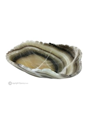 CENTRE DE TABLE en onyx zèbre, pierre naturelle authentique, décoration de luxe faite main.