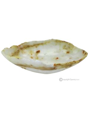 CENTRE DE TABLE en onyx blanc, pierre naturelle authentique, au design moderne, fait main.