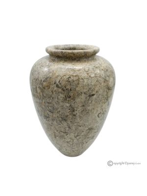 VASE courbé en marbre pierre fossile, authentique et fait main, design exclusif.