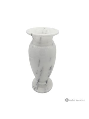 VASE, amphore en authentique marbre blanc d'Ibiza, fait main, au design élégant et sophistiqué.