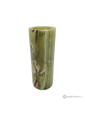 VASE cylindrique en marbre onyx vert, pierre naturelle, fait main, design raffiné.