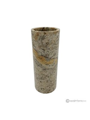 VASE cylindrique en authentique pierre fossile naturelle, fait main, design moderne et raffiné.