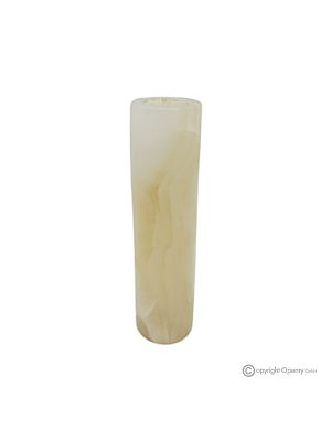 Vase à fleurs cylindrique en marbre onyx blanc, pierre naturelle de qualité, fait main.
