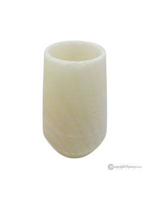 Vase à fleurs en marbre onyx blanc, pierre naturelle de qualité, design élégant, fait main.