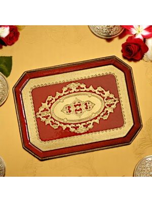 Plateau en bois fabriqué à la main, orné de feuilles d'or 24 carats, symbole de l'art florentin.