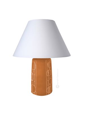 Lampe de table GÉOMÉTRIQUE abat-jour artistique en céramique piémontaise faite à la main et décorée authentique Made in Italy