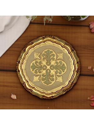 Plateau en bois raffiné, décoré à la main avec des feuilles d'or 24 carats au cœur de Florence.