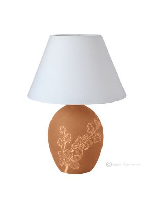 ORCHIDEA Lampe de table artistique piémontaise en céramique, authentique faite à la main et décorée Made in Italy 
