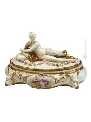 BOÎTE À BIJOUX AVEC GENTLEWOMAN Boîte en Porcelaine Capodimonte Coffret Fait Main Fabriqué en Italie