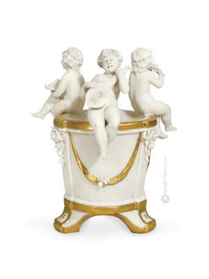 CHERUBI AL POZZO Figurine en porcelaine de Capodimonte faite à la main Fabriqué en Italie
