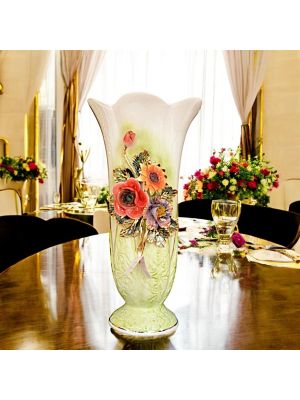 VASE en céramique artistique de style baroque avec détails en or 24 carats Fabriqué en Italie