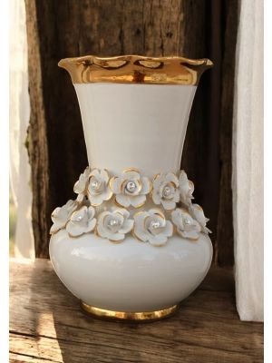 VASE en céramique artistique de style baroque avec détails en or 24 carats Fabriqué en Italie