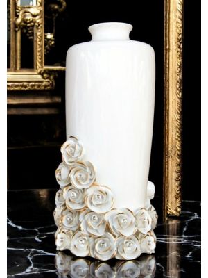 VASE en céramique artistique de style baroque avec détails en or 24 carats Fabriqué en Italie