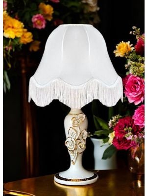 Lampe de table artistique en céramique de style baroque, détail en or 24 carats, fabriquée en Italie