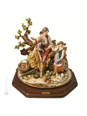 UNE JOURNÉE À LA FERME Figurine en porcelaine de Capodimonte faite à la main Made in Italy
