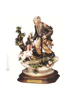 CHASSEUR Statue figurine Capodimonte porcelaine faite à la main Made in Italy
