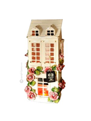 MAISON Bougeoir artistique en céramique de style baroque avec détails couleur or 24 carats Fabriqué en Italie